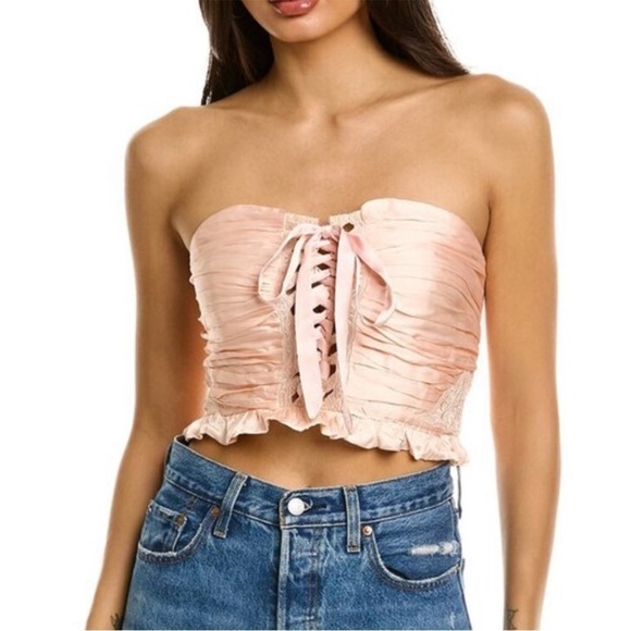 Free People Tops - NWT Free People Aurelia Silky Corset Top ballet pink size XL
